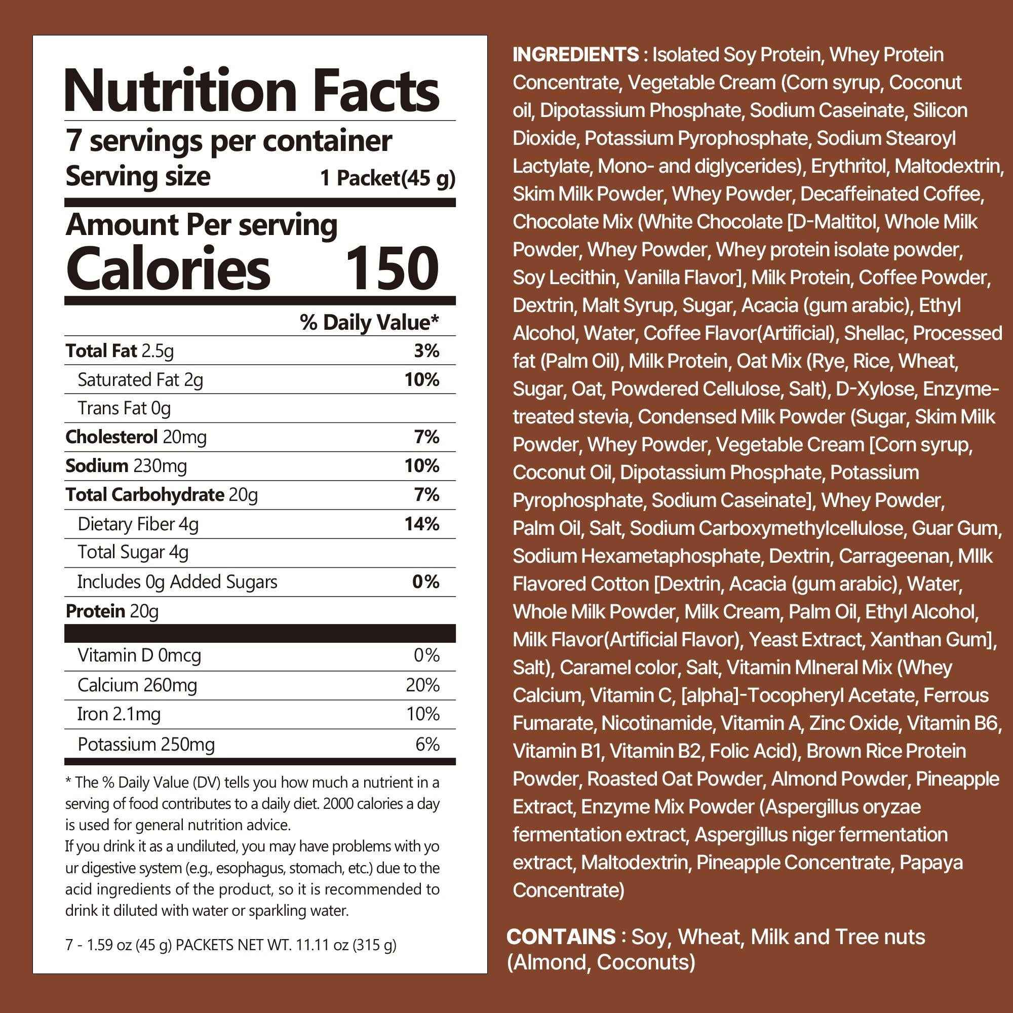 Flimeal Dolce Latte Protein Shake Pouch, With Crunchy Protein Balls (7 Packs X 1.59 oz)