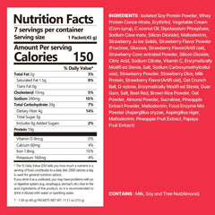 Flimeal Strawberry Protein Shake Pouch, With Crunchy Protein Balls (7 Packs X 1.59 oz)