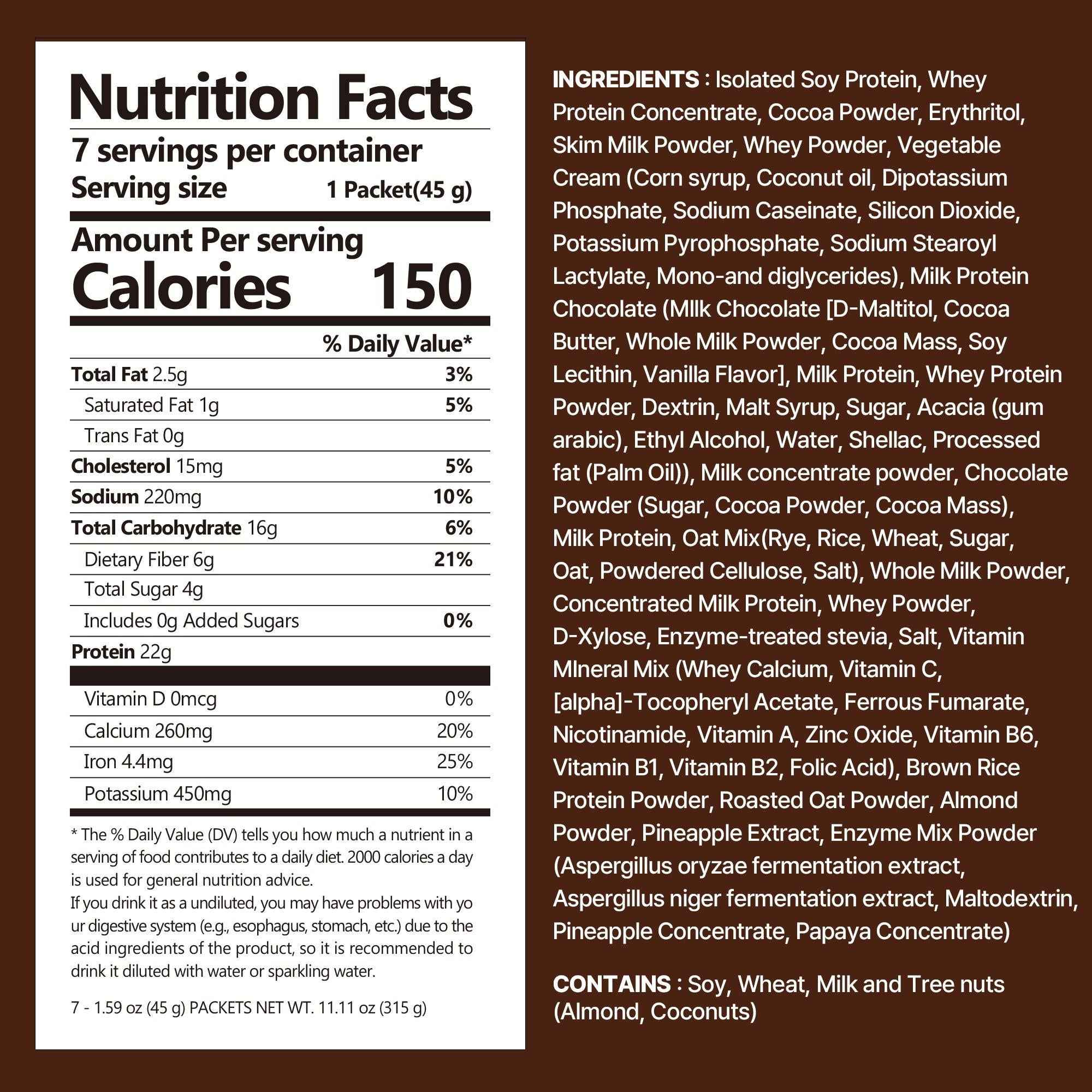 Flimeal Chocolate Protein Shake Pouch, With Crunchy Protein Balls (7 Packs X 1.59 oz)