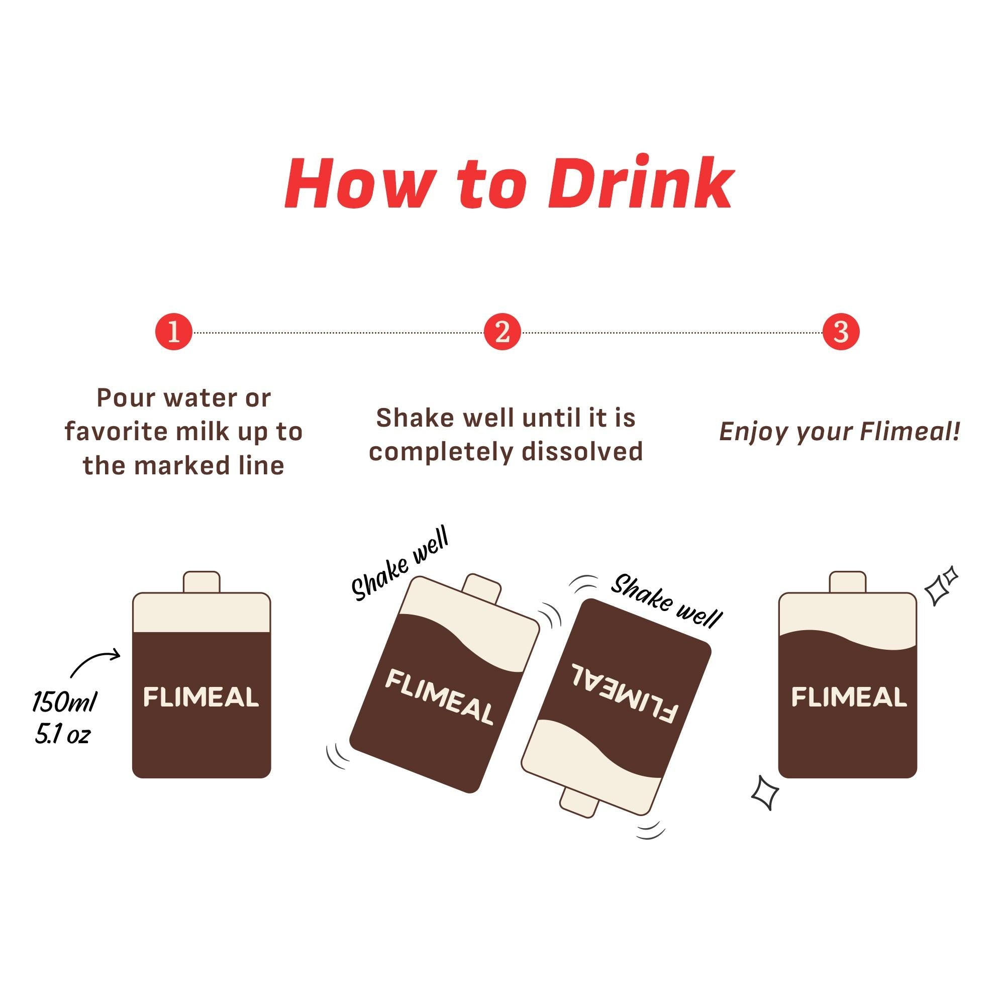 Flimeal Chocolate Protein Shake Pouch, With Crunchy Protein Balls (7 Packs X 1.59 oz) - FULLight US