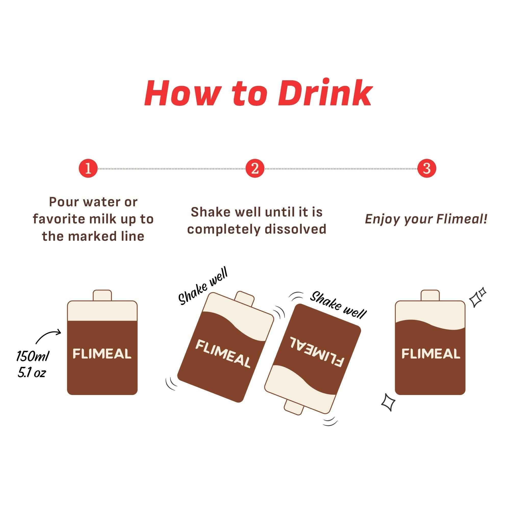 Flimeal Dolce Latte Protein Shake Pouch, With Crunchy Protein Balls (7 Packs X 1.59 oz)