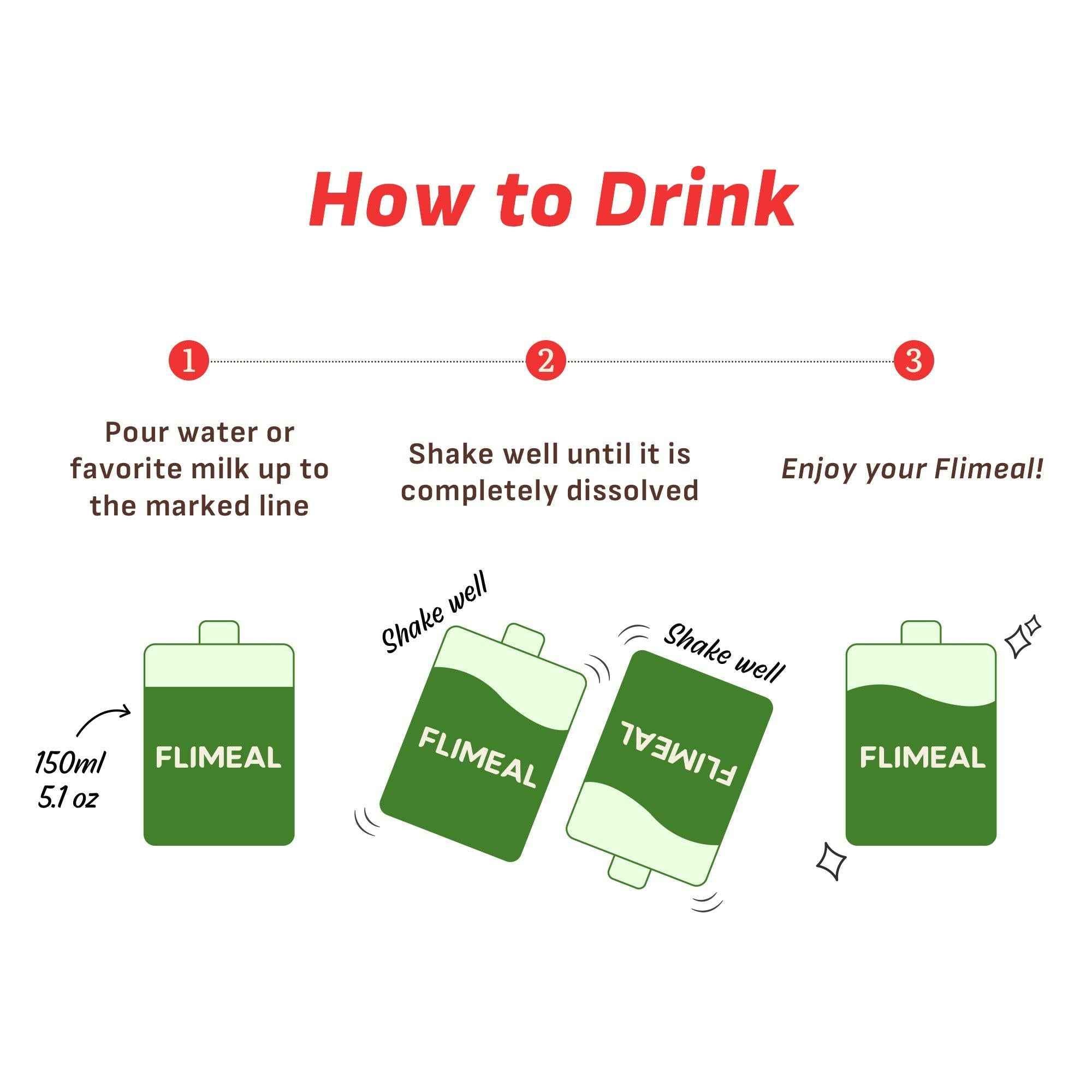 Flimeal GreenTea Matcha Protein Shake Pouch, With Crunchy Protein Balls (7 Packs X 1.59 oz)