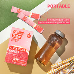[Liveling] Apple Cider Vinegar Drink Stick & 3-in-1 Shot – Grapefruit Flavor | Supports Digestion, Daily Cleanse, Sugar-Free, Low-Calorie, Portable On-The-Go Packets (30 sticks)