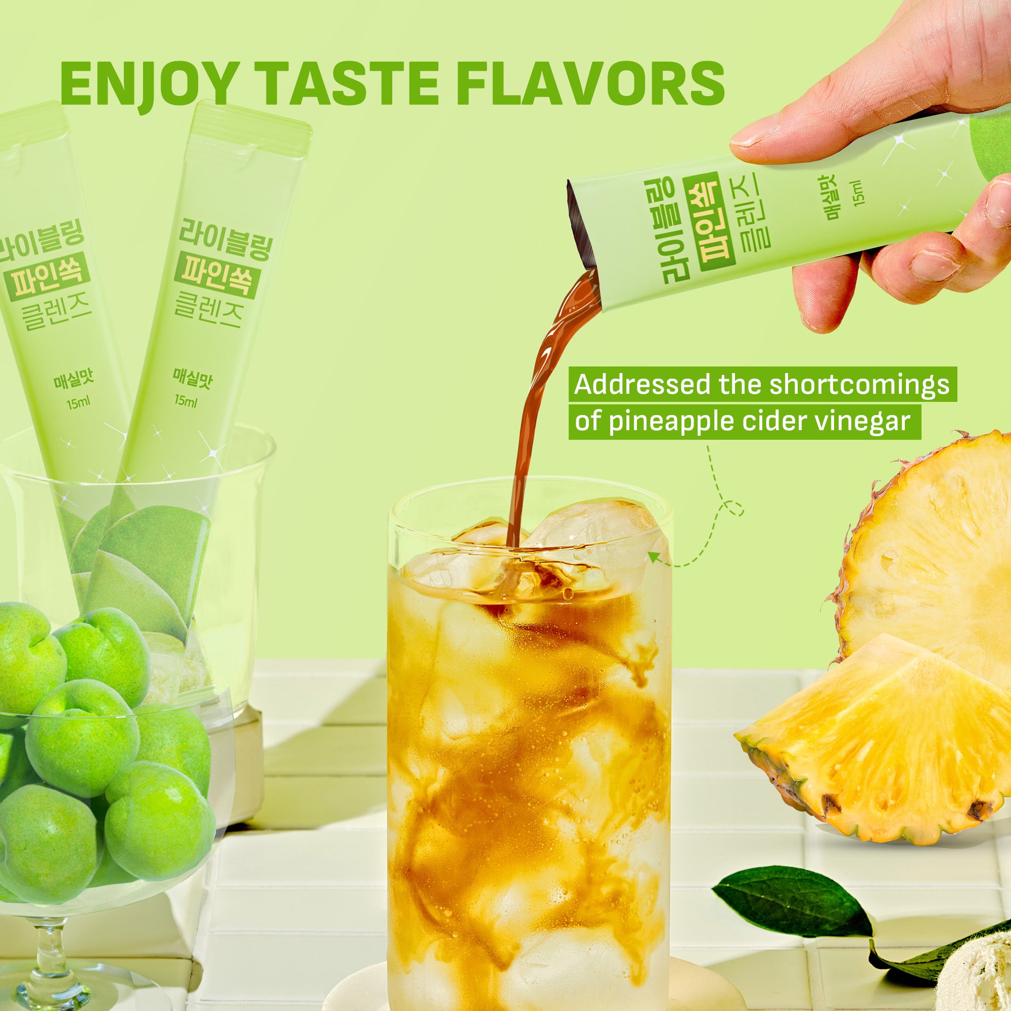 [Liveling] Pineapple Cider Vinegar Drink Stick Korean-Plum Flavor (30 sticks).