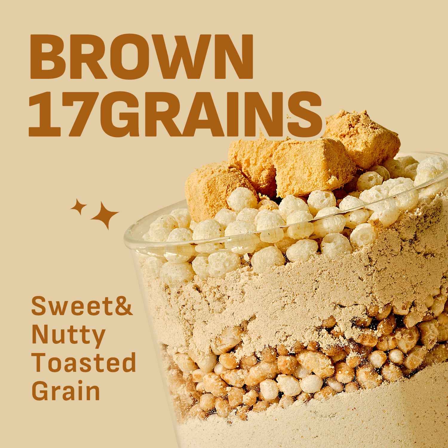Flimeal Brown 17 Grains Protein Shake Pouch, With Crunchy Protein Balls (7 Packs X 1.59 oz)